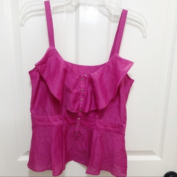7 For All Mankind Pink Ruffle Peplum Top                F123 - Picture 1 of 6